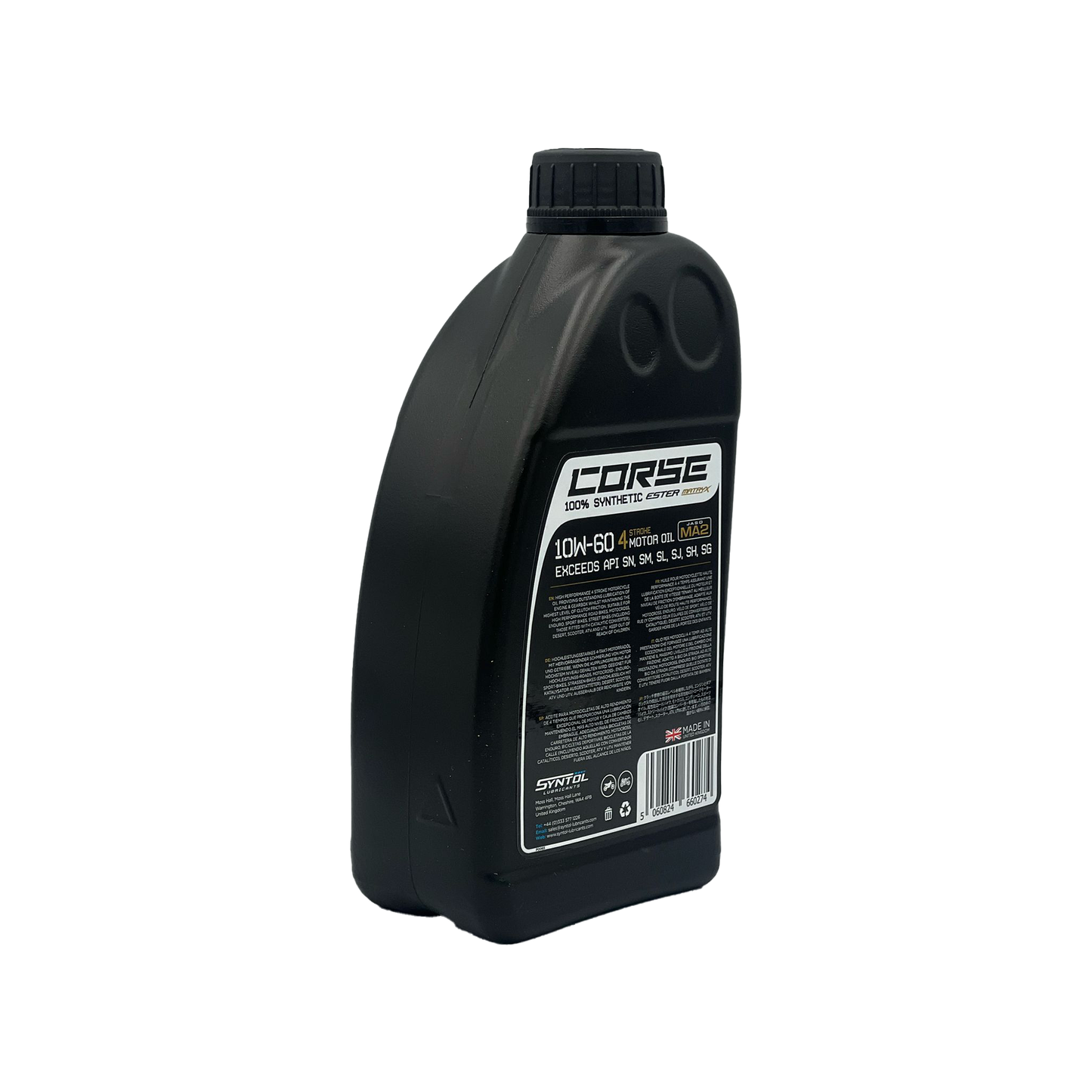 Syntol Corse 4T 10W-60 Fully Synthetic Motorcycle Engine Oil Jaso MA/MA2