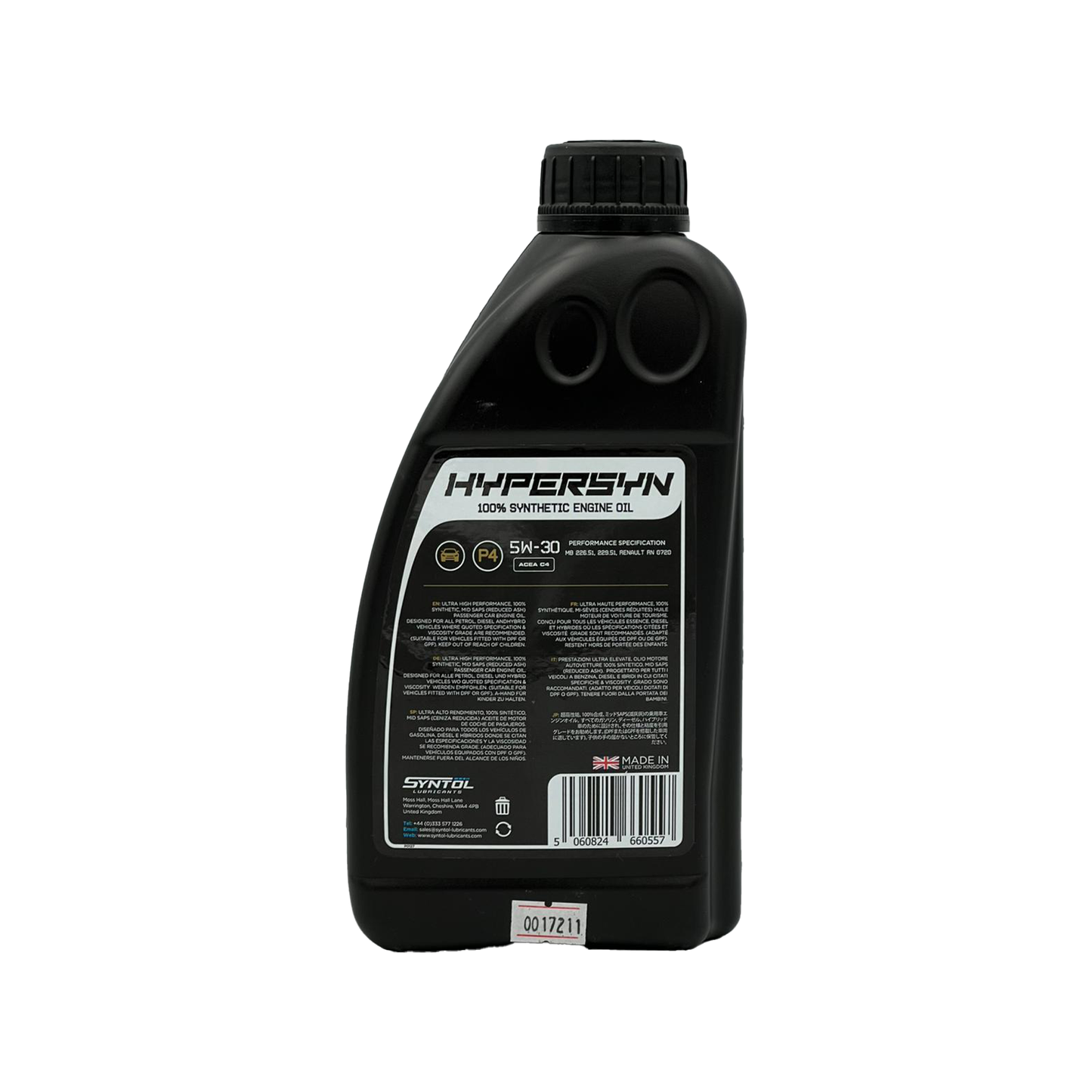 Syntol 5W-30 Fully Synthetic Low SAPS Engine Oil ACEA C4 RN0720 MB 229.51