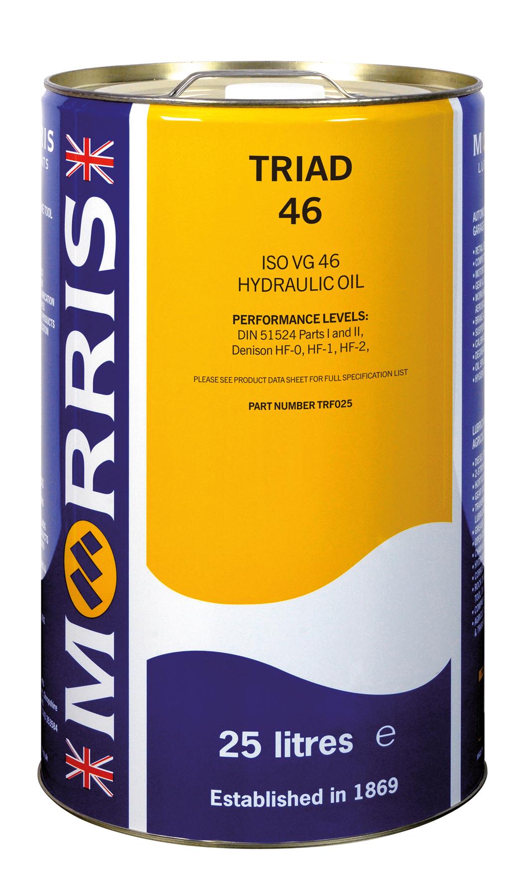 Morris Iso 46 Hydraulic Oil Fluid Triad 46 ISO VG46 ISO11158 DIN51524