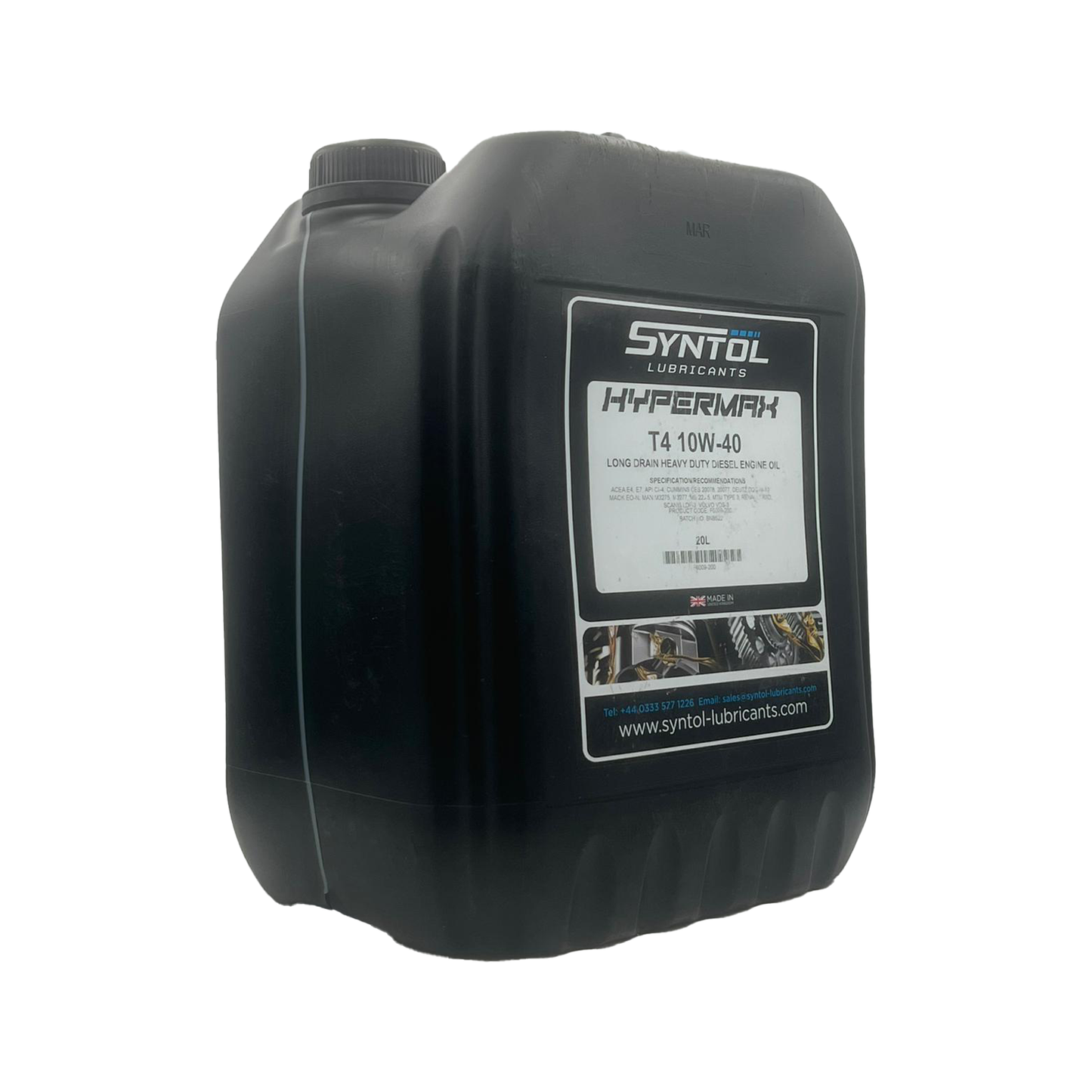 Syntol Hypermax T4 10W-40 Fully Synthetic Heavy Duty Diesel Engine Oil 20L