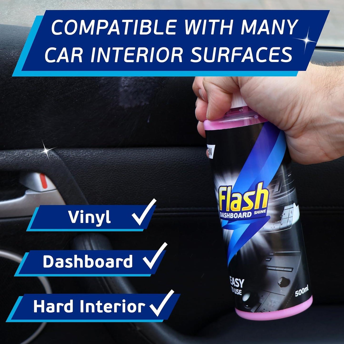 FLASH Car Dashboard & Cockpit Cleaner 500ml Interior Plastic Shine Spray