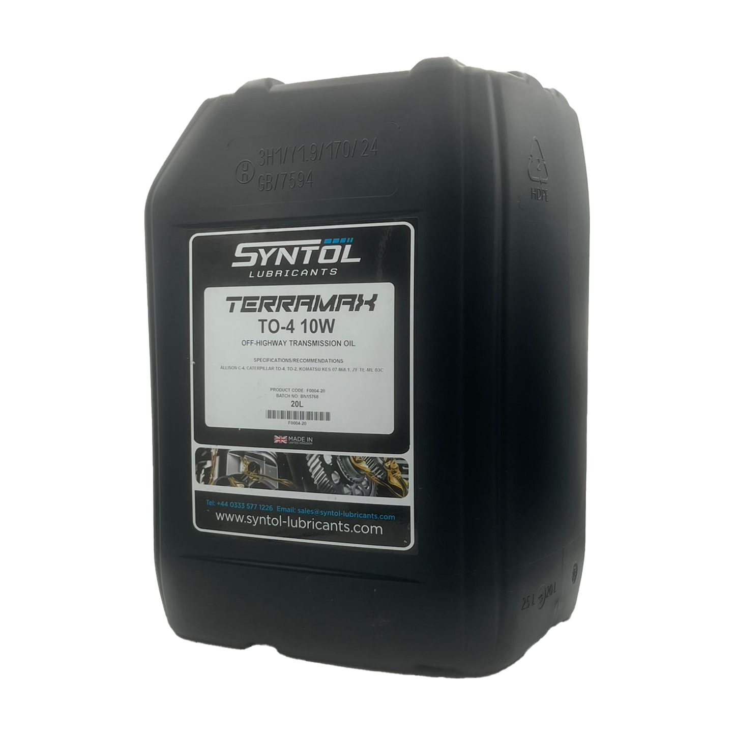 Syntol Terramax TO-4 10W Mineral Off-Highway Transmission Oil 20L