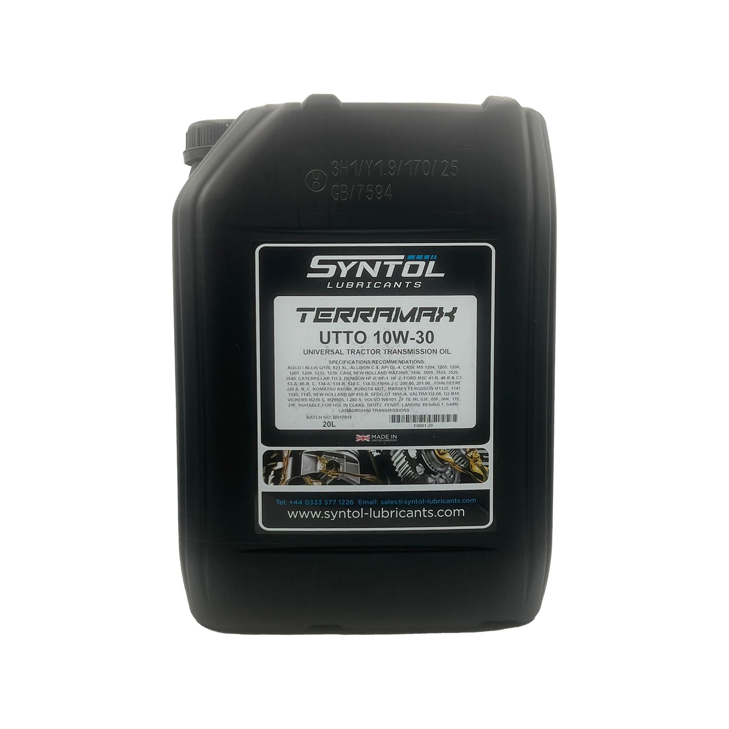Syntol Terramax UTTO 10W-30 Mineral Tractor Transmission Oil API GL-4 JD20-C 20L