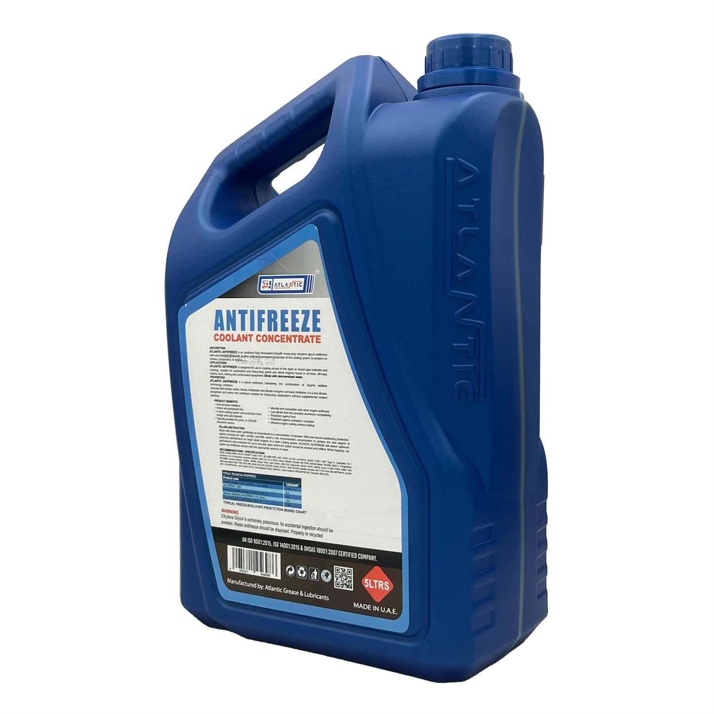 Atlantic Blue Antifreeze Coolant Concentrate HOAT Ethylene Glycol ASTM D3306 BS 6580