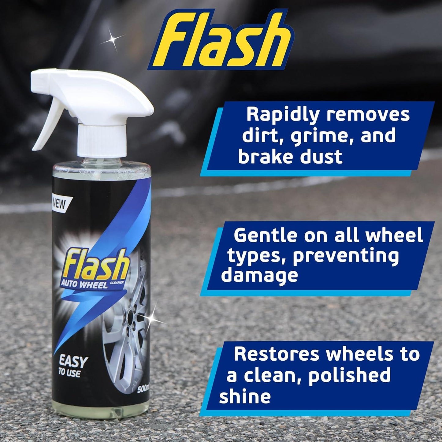 FLASH Alloy Wheel Cleaner Spray Removes Dirt Grime & Brake Dust 500ml