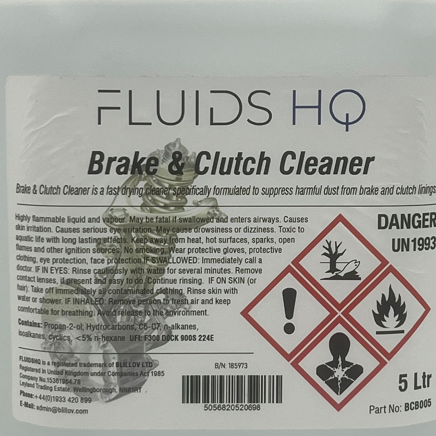Brake & Clutch Cleaner 5 L Removes Oil, Grease, Dust Pats Degreaser