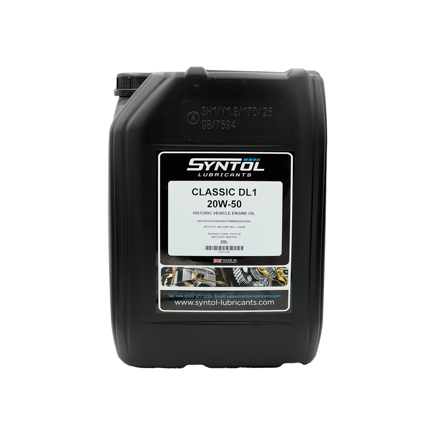 SYNTOL CLASSIC DL1 20W-50 – Premium Mineral Engine Oil for Historic Vehicles 20L