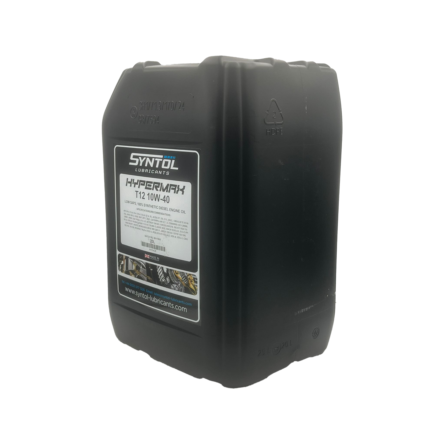 Syntol Hypermax T12 10W-40 Fully Synthetic Heavy Duty Diesel Engine Oil ACEA E4 E7 E8 E11 20L