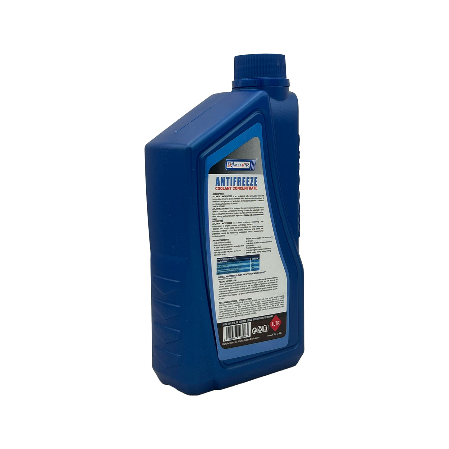 Atlantic Blue Antifreeze Coolant Concentrate HOAT Ethylene Glycol ASTM D3306 BS 6580