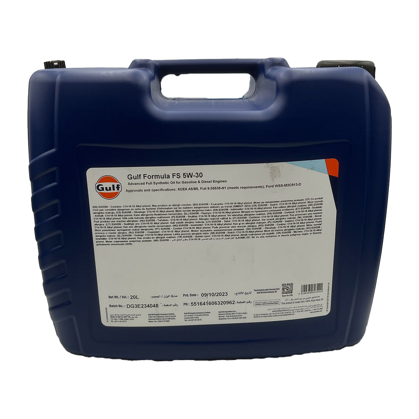 Gulf 5w-30 Fully Synthetic Engine Oil ACEA A5, B5, FIAT 9.55535-N1 20L