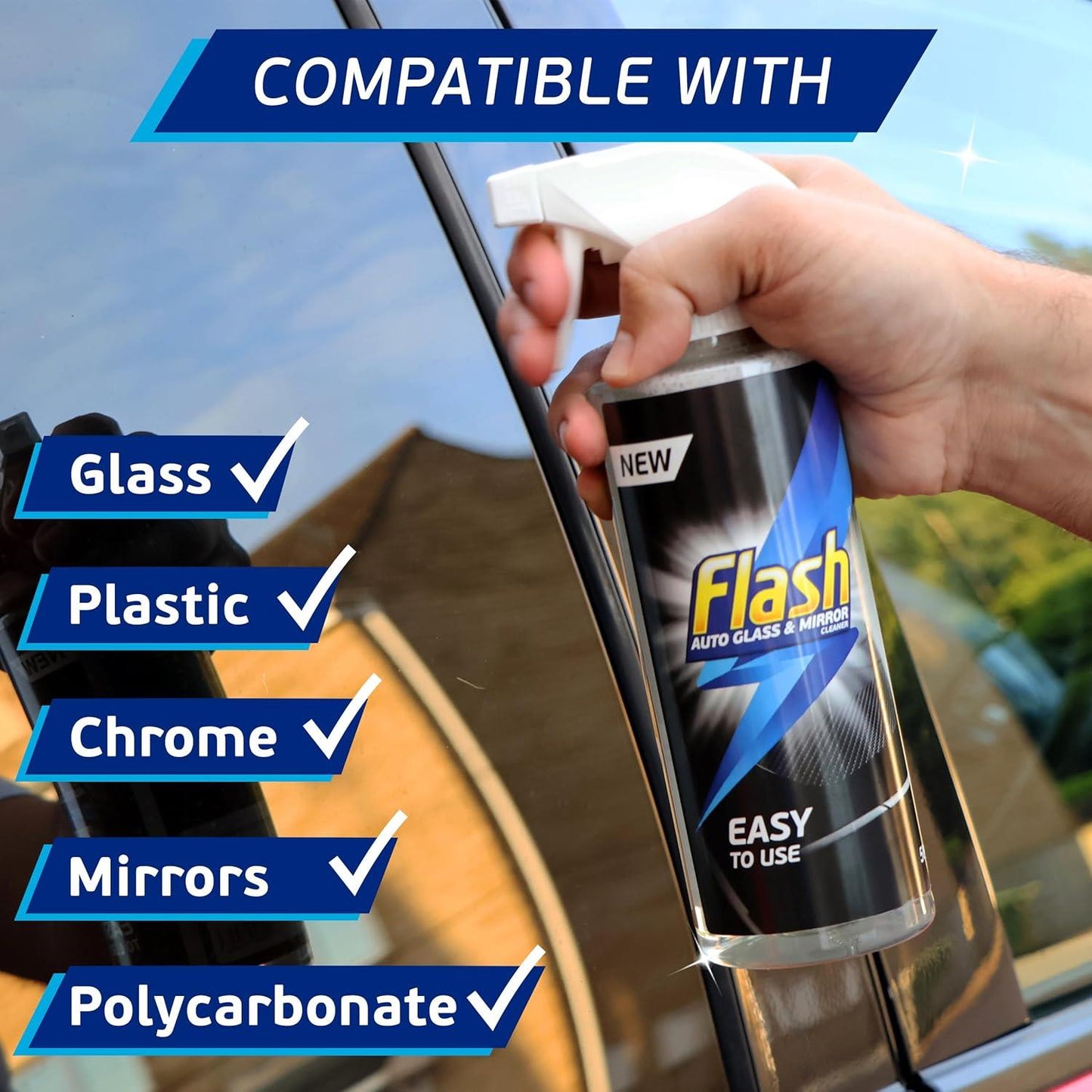 FLASH Glass & Mirror Cleaner Streak-Free Shine for Car Windows & Mirrors 500ml