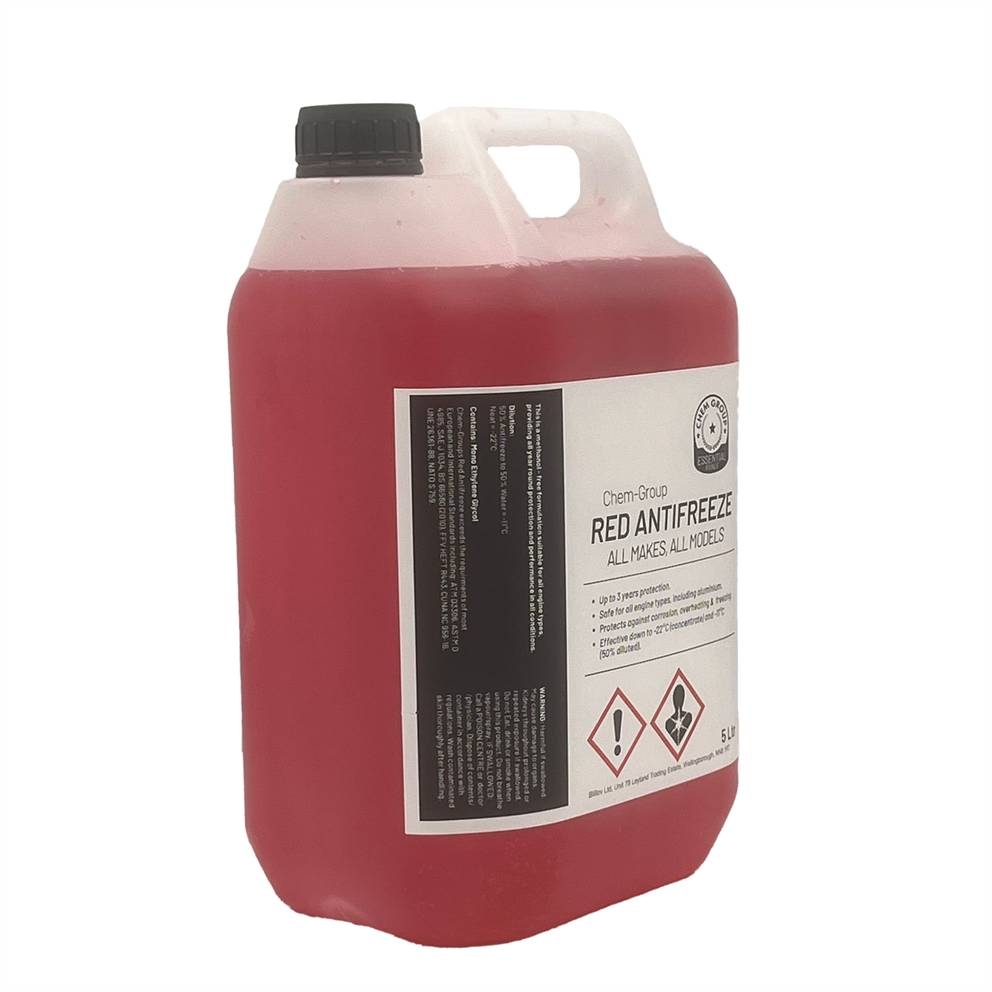Red Coolant Concentrated -22ºC OAT Antifreeze Ready to Use SAE J1034,D3306 5L