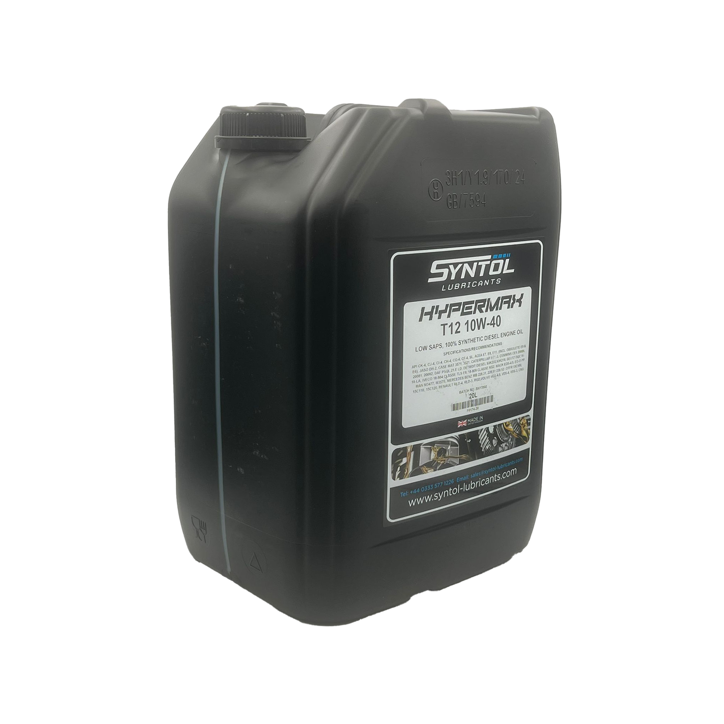 Syntol Hypermax T12 10W-40 Fully Synthetic Heavy Duty Diesel Engine Oil ACEA E4 E7 E8 E11 20L