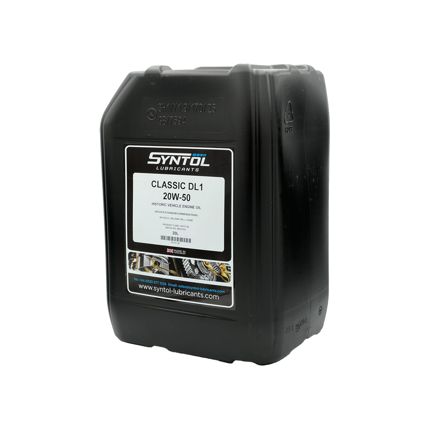 SYNTOL CLASSIC DL1 20W-50 – Premium Mineral Engine Oil for Historic Vehicles 20L