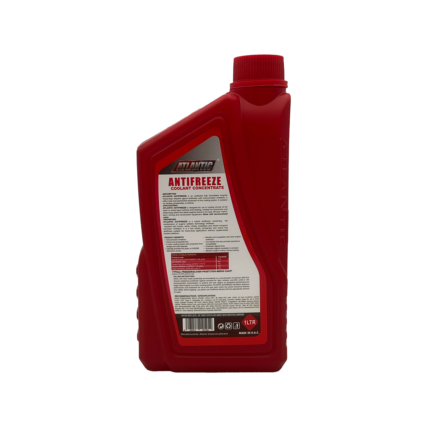 Atlantic Red Antifreeze Coolant Concentrate OAT Extended Life Coolant SAE J 1034