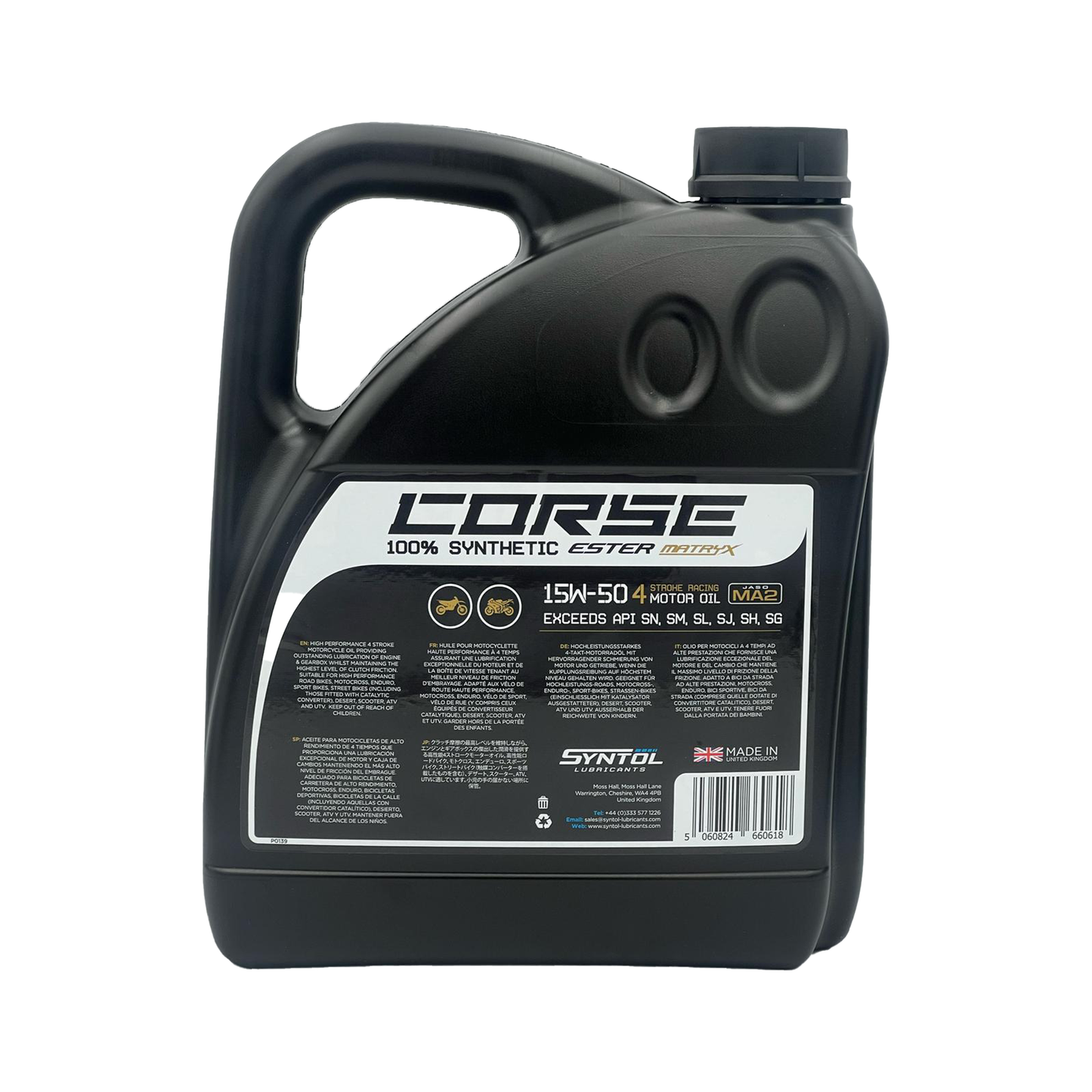 Syntol Motorcycle Motorbike Corse 4T 15W-50 Fully Synthetic Oil