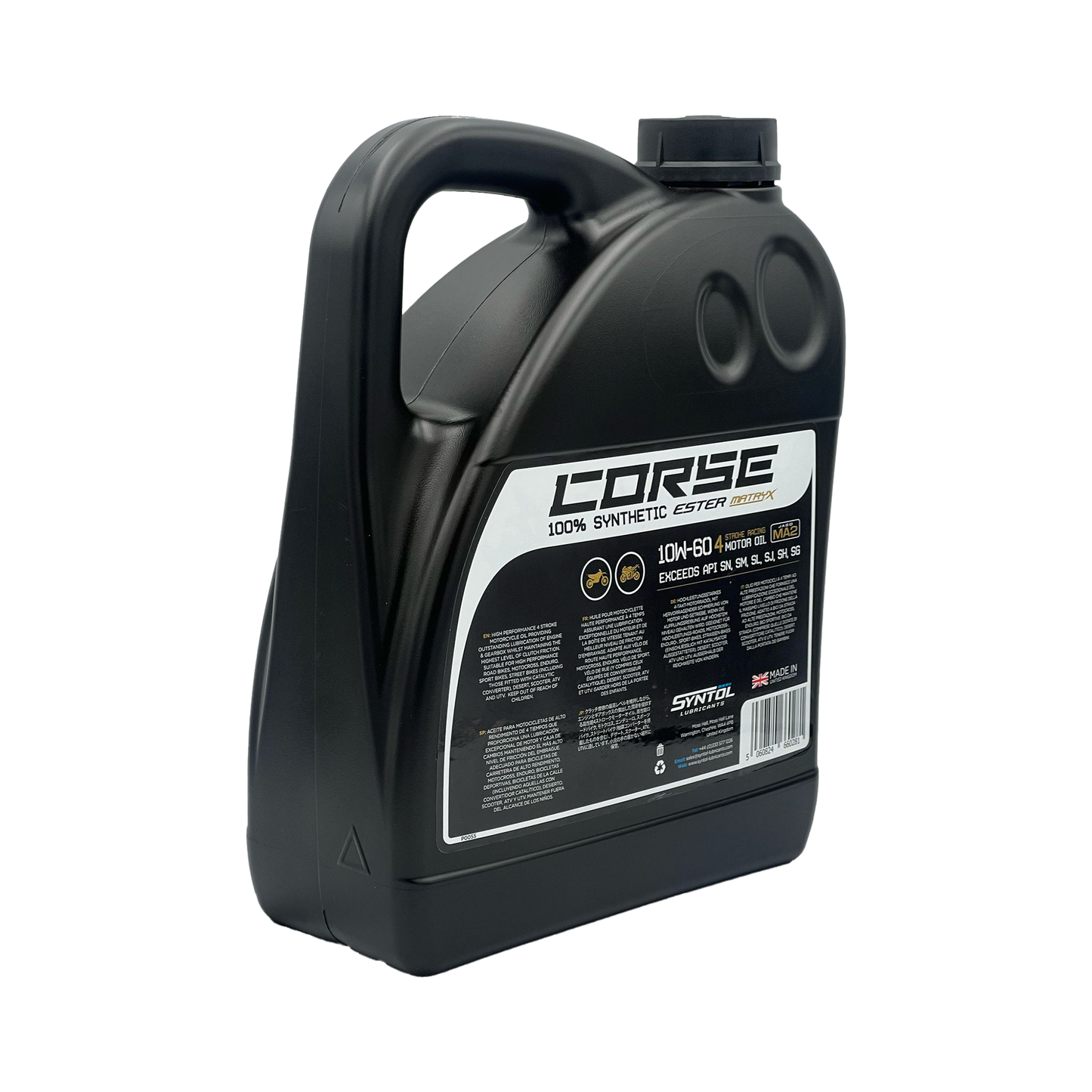 Syntol Corse 4T 10W-60 Fully Synthetic Motorcycle Engine Oil Jaso MA/MA2