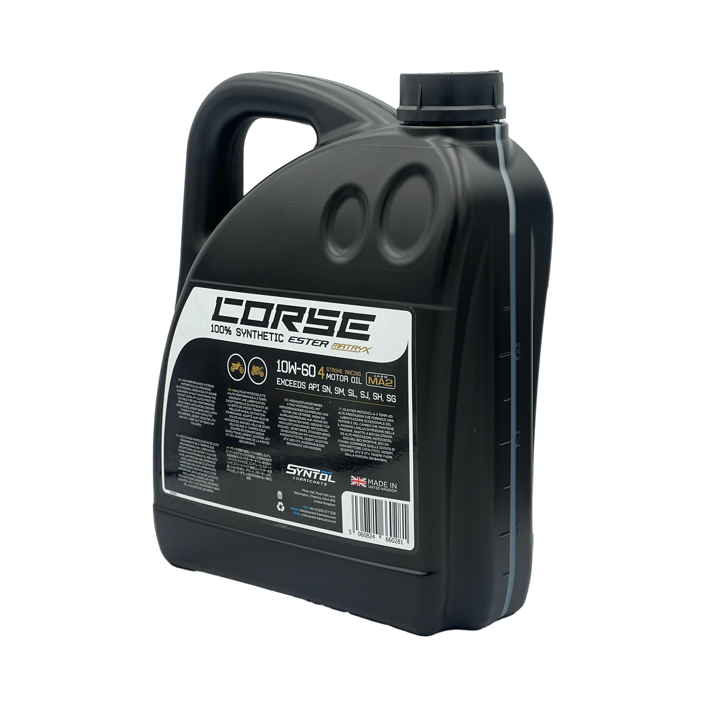 Syntol Corse 4T 10W-60 Fully Synthetic Motorcycle Engine Oil Jaso MA/MA2