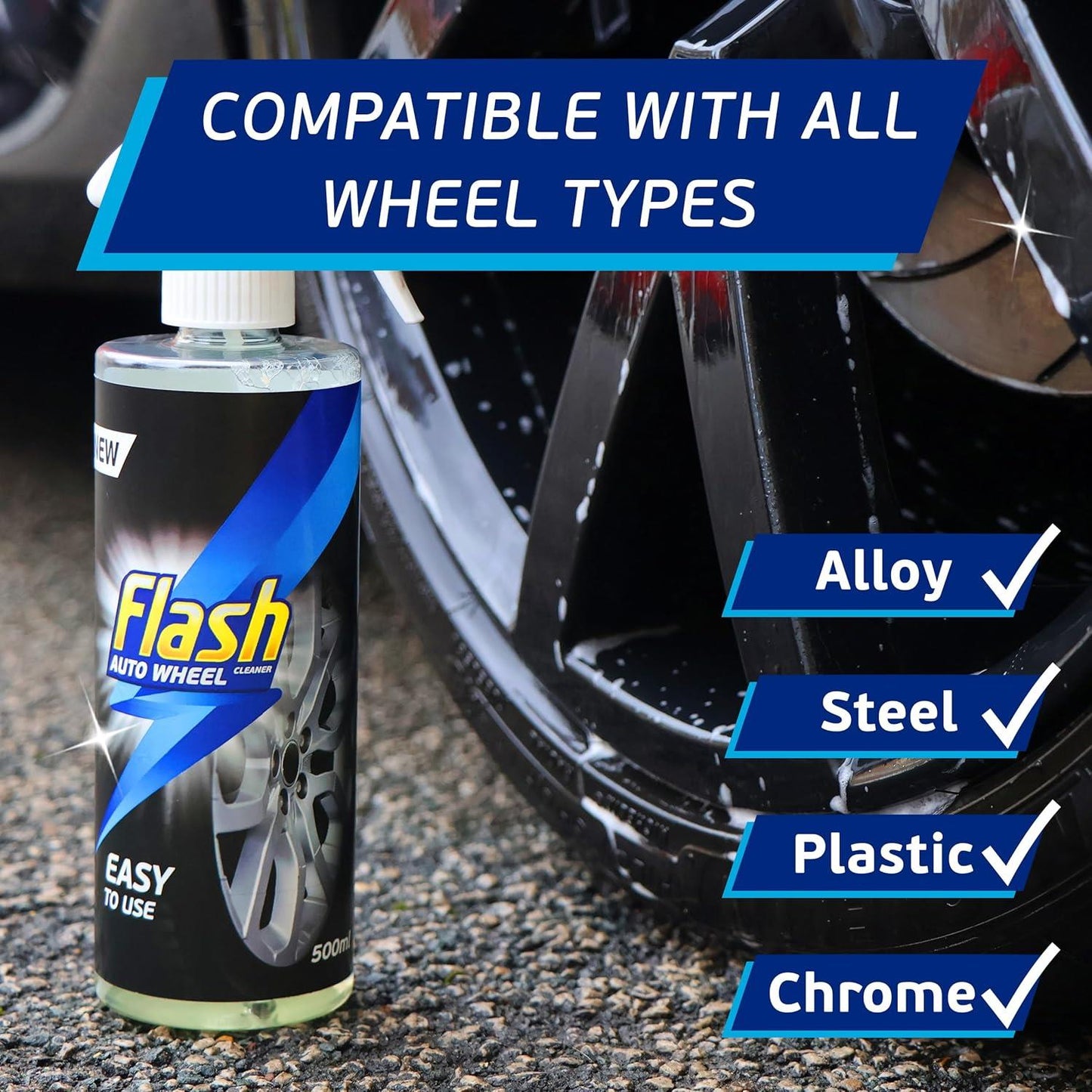 FLASH Alloy Wheel Cleaner Spray Removes Dirt Grime & Brake Dust 500ml