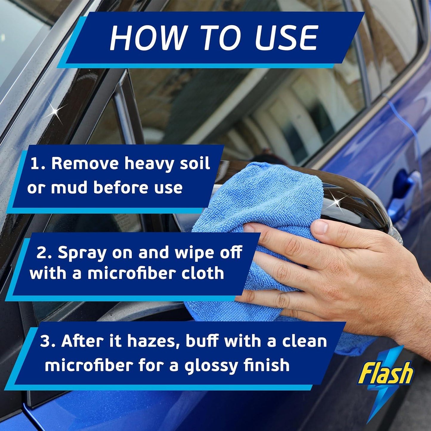 Flash Waterless Wash & Wax Quick & Effective Waterless Car Cleaner Spray 500ml