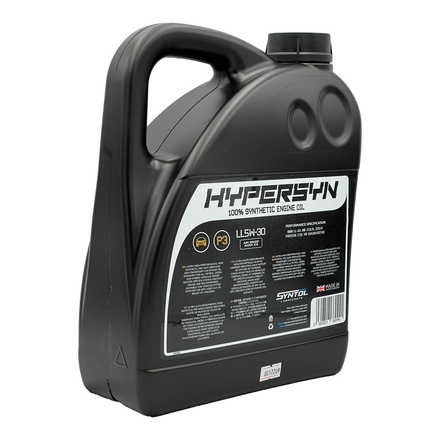 Syntol 5W30 Fully Synthetic Long Life Engine Oil API SN CF ACEA C3 VW 504/507
