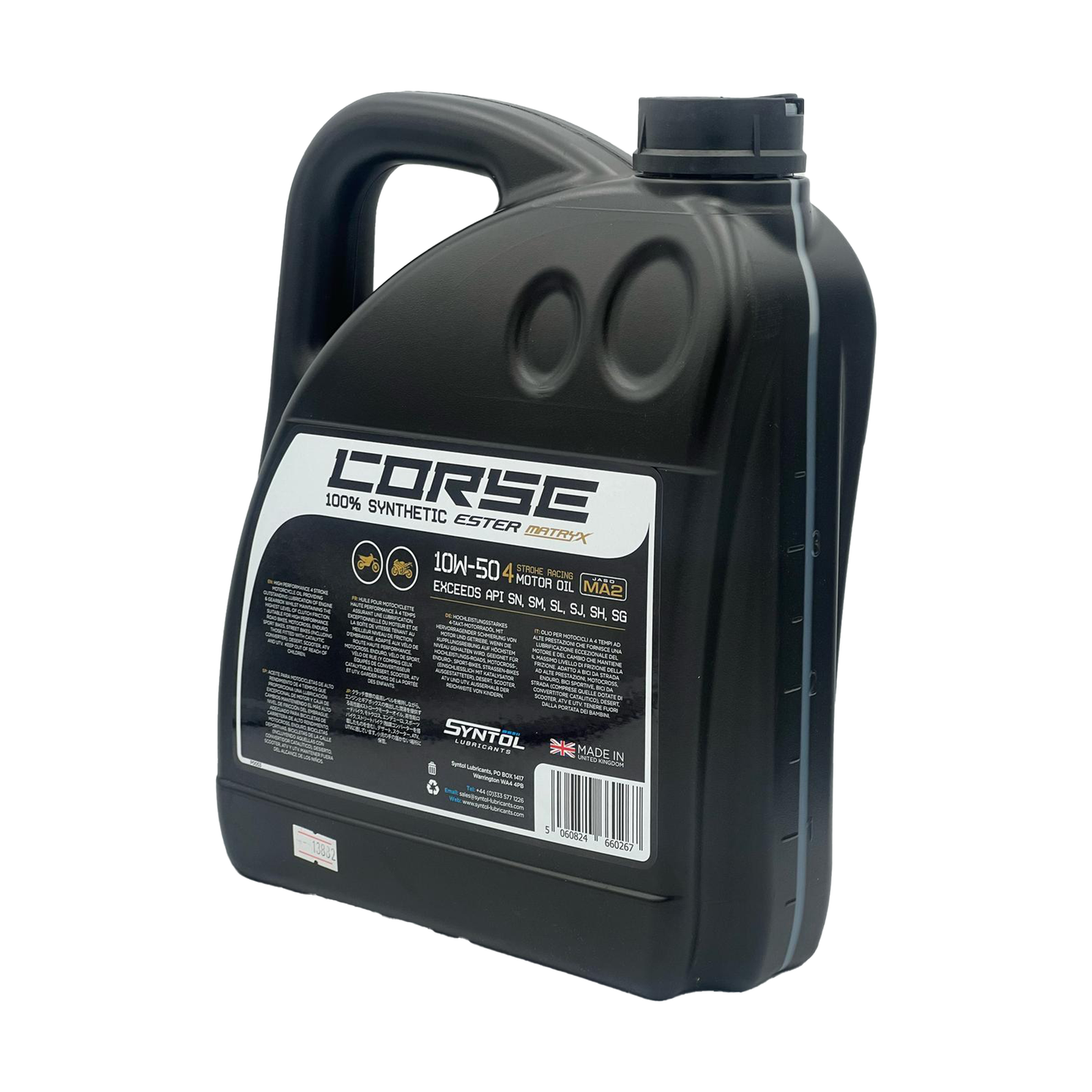 Syntol Corse 4T 10W-50 100% Synthetic Motorcycle Engine Oil 1L