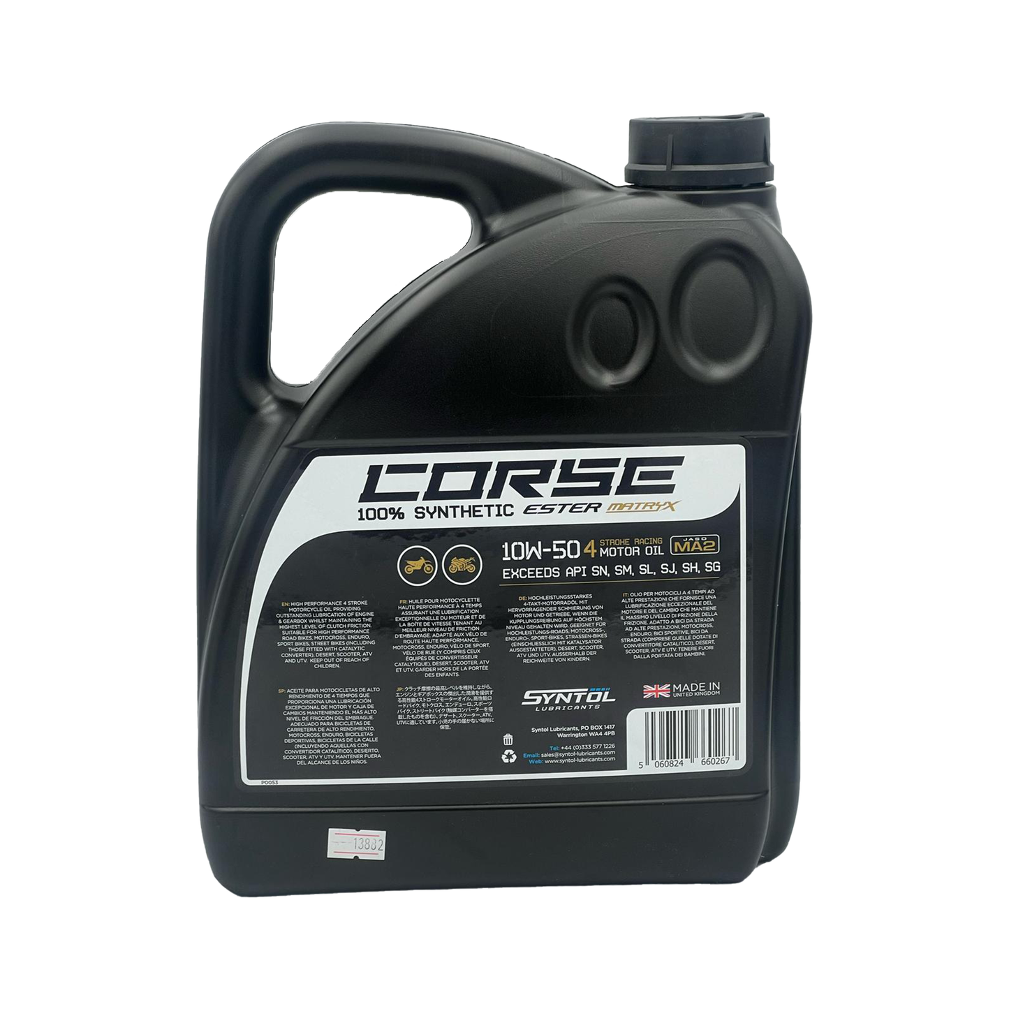 Syntol Corse 4T 10W-50 100% Synthetic Motorcycle Engine Oil 1L