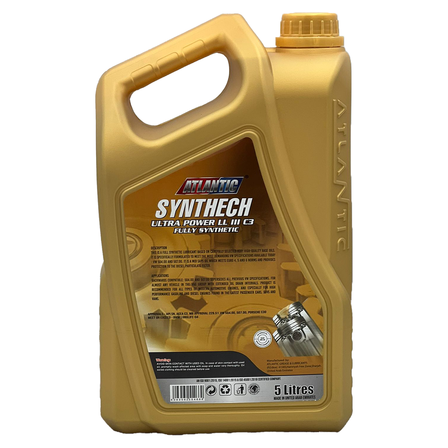 Atlantic 5W-30 Fully Synthetic Engine Oil API SN ACEA C3 LL III VW 504/507 5L