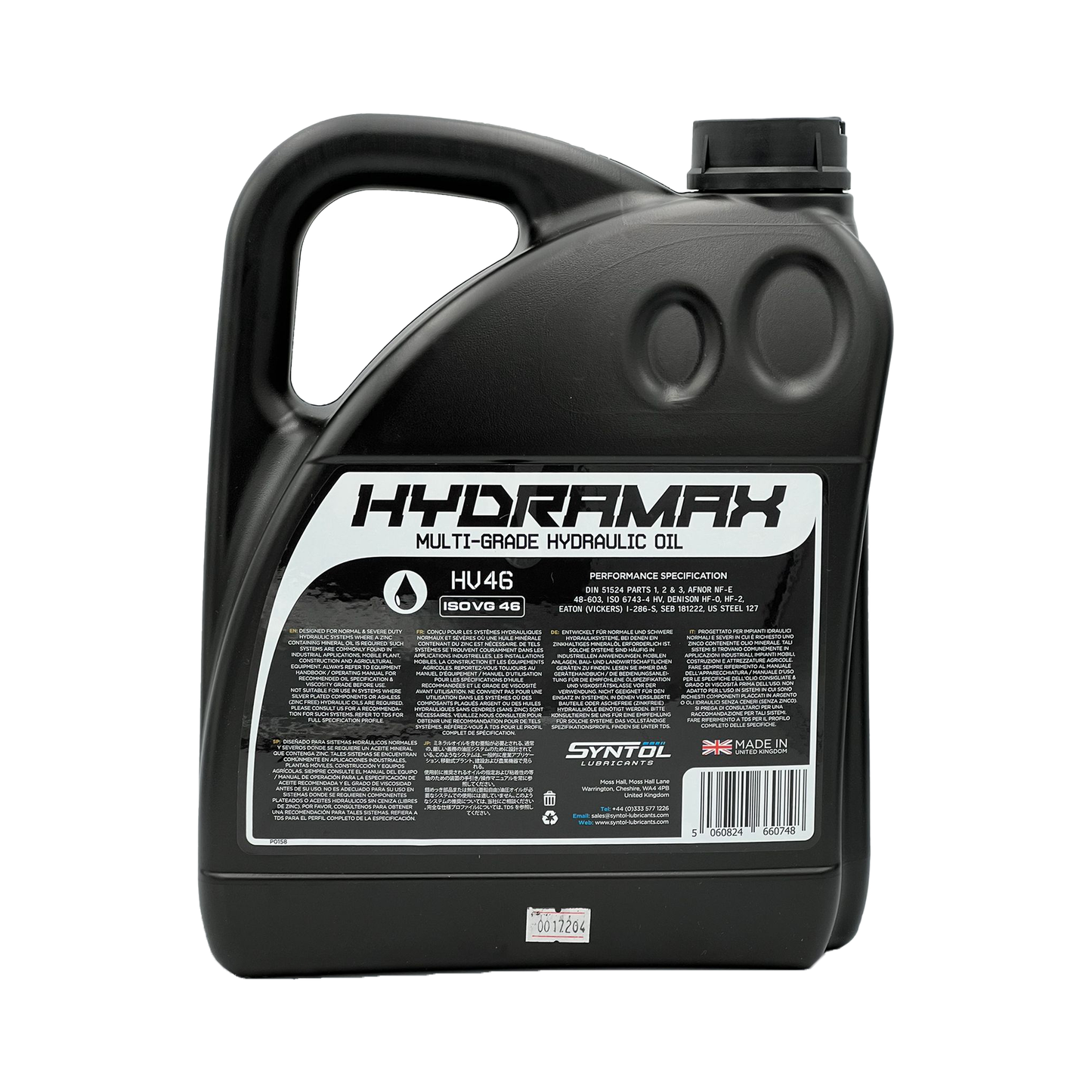 SYNTOL HYDRA-MAX HV 46 4L Heavy Duty Multi-Grade Hydraulic Oil 4L