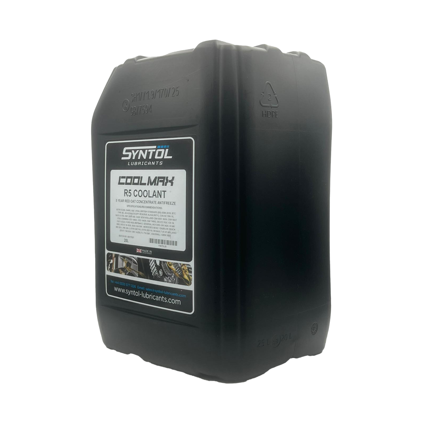 Syntol Coolmax Red 5 Coolant OAT Concentrate Antifreeze J1034 D3306 D4985 20L