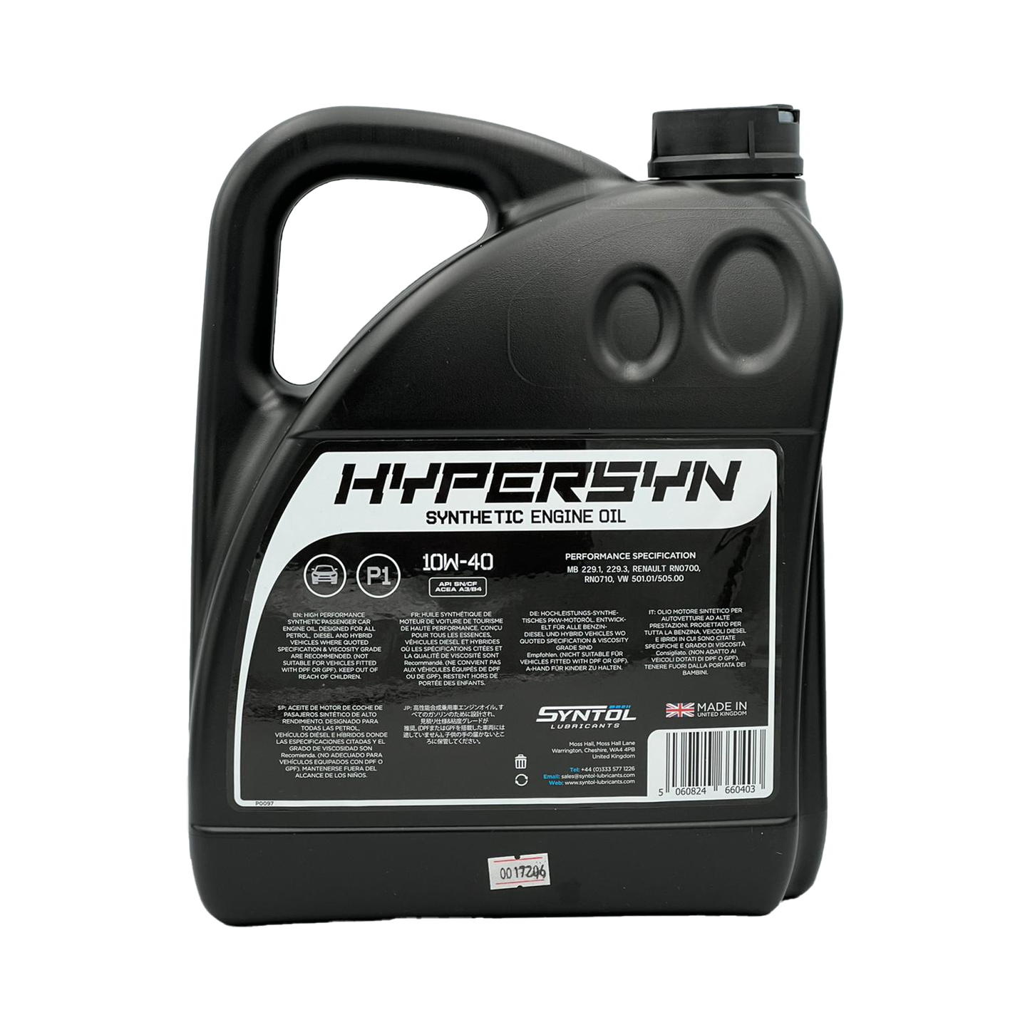 Syntol 10W40 Semi-Synthetic Engine Oil SYNTOL HYPER-SYN P1 API SN CF A3/B3 A3/B4