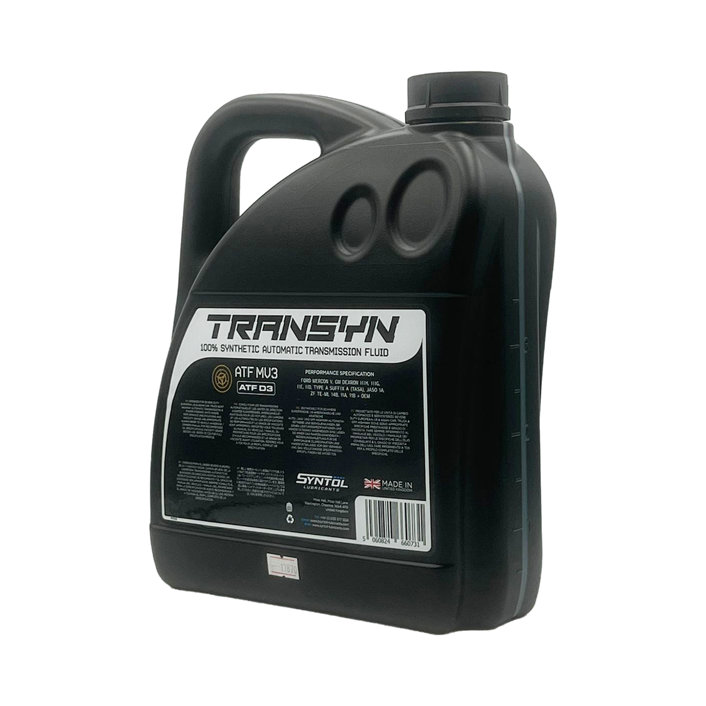 Syntol Transyn ATF MV3 Fully Synthetic Automatic Transmission Fluid Jaso 1A 4L