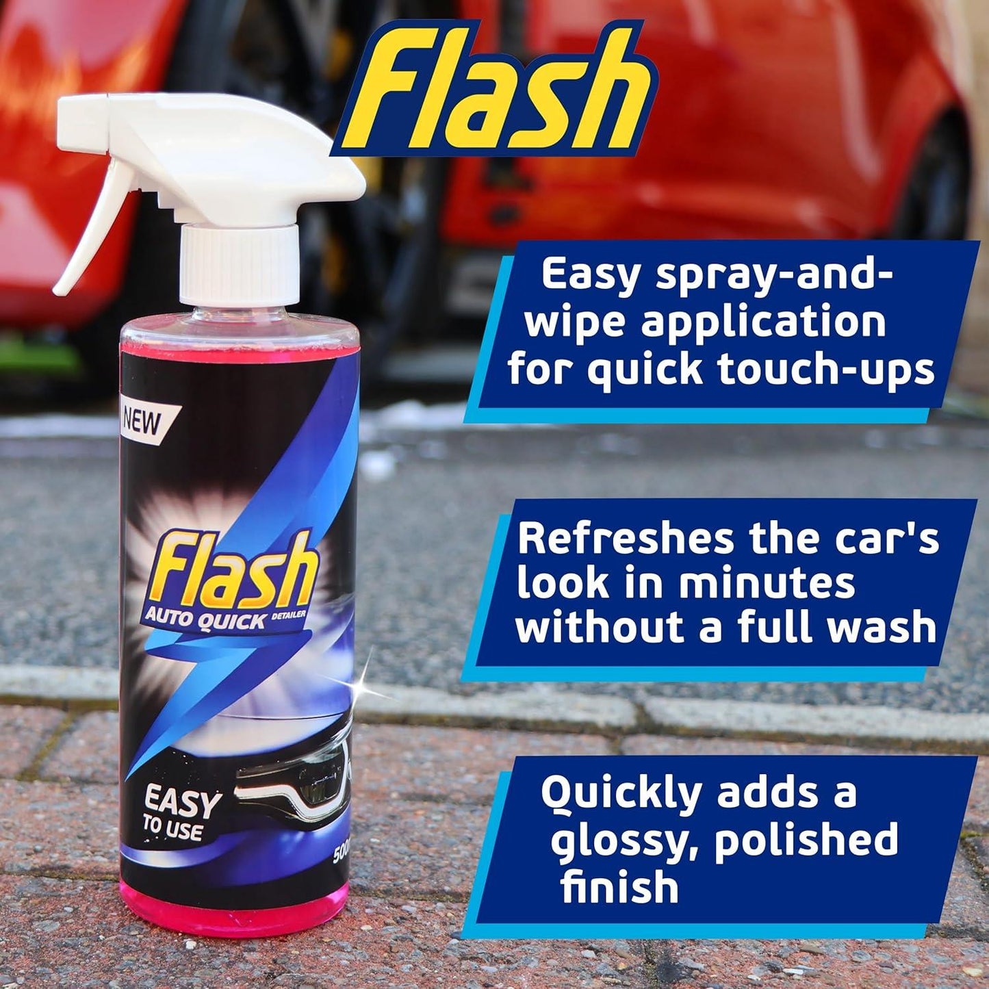 FLASH Quick Detailer Spray Car Cleaner Protects & Restores Paint 500ml