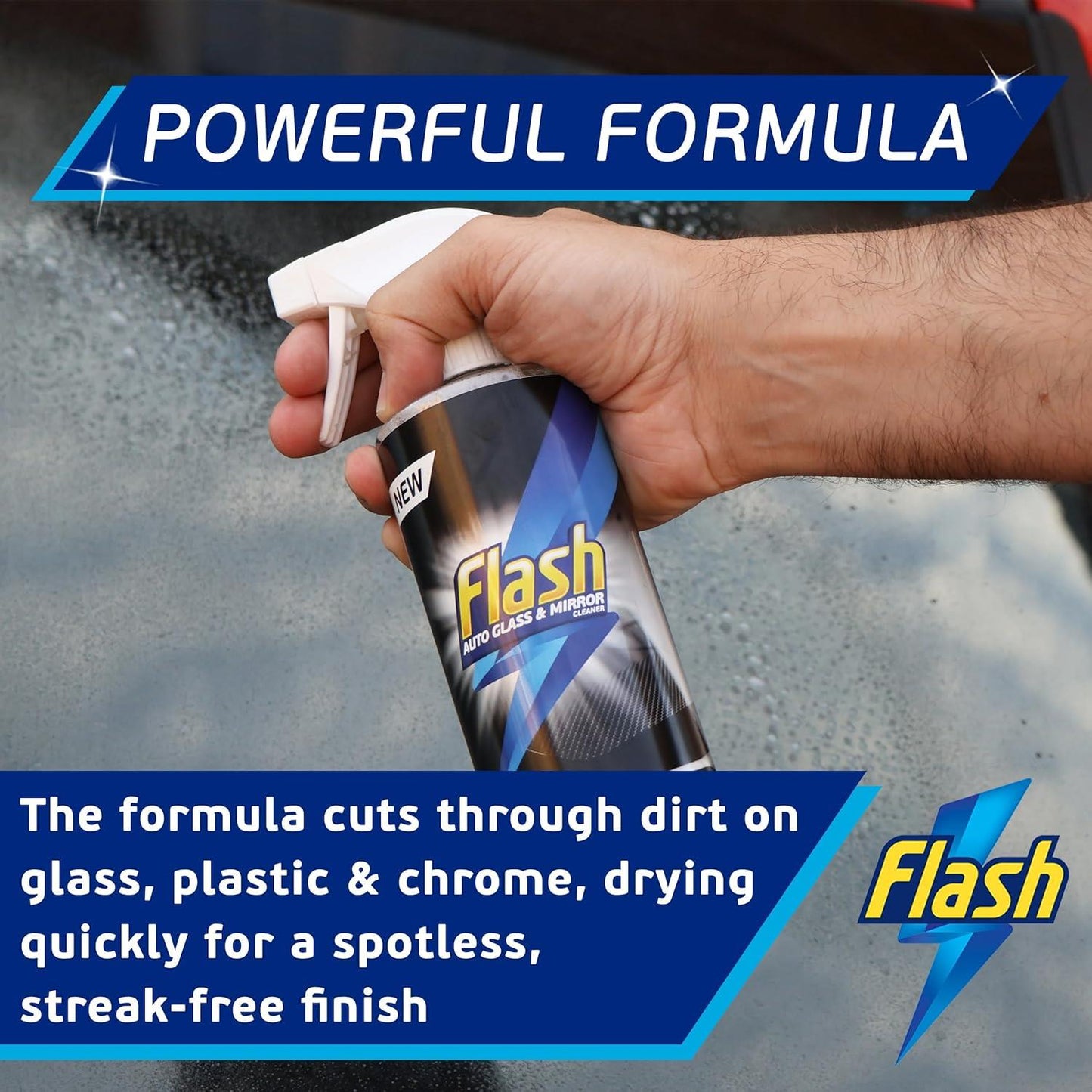 FLASH Glass & Mirror Cleaner Streak-Free Shine for Car Windows & Mirrors 500ml