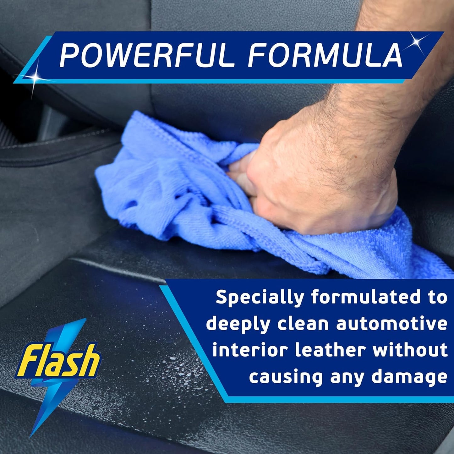 FLASH Leather Car Cleaner 500ml for Seats Wheel & Door Trims