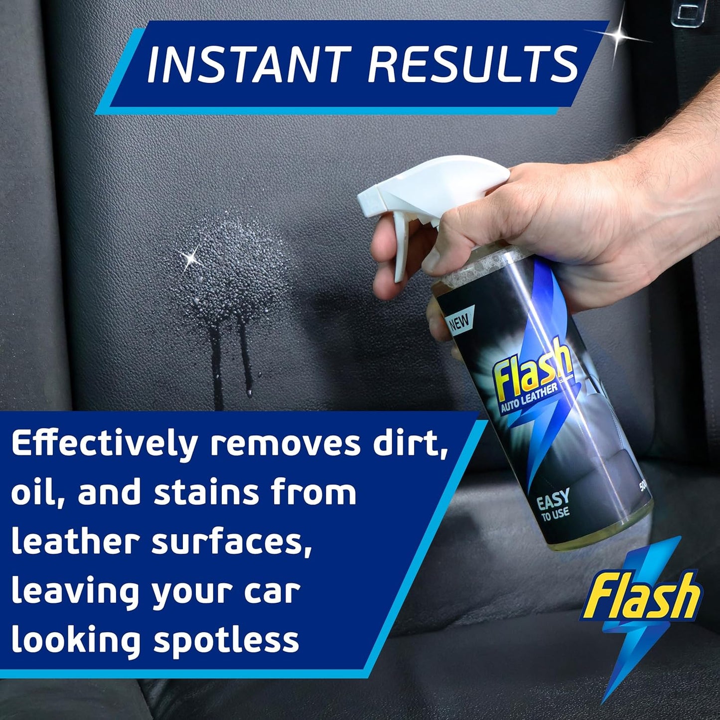 FLASH Leather Car Cleaner 500ml for Seats Wheel & Door Trims