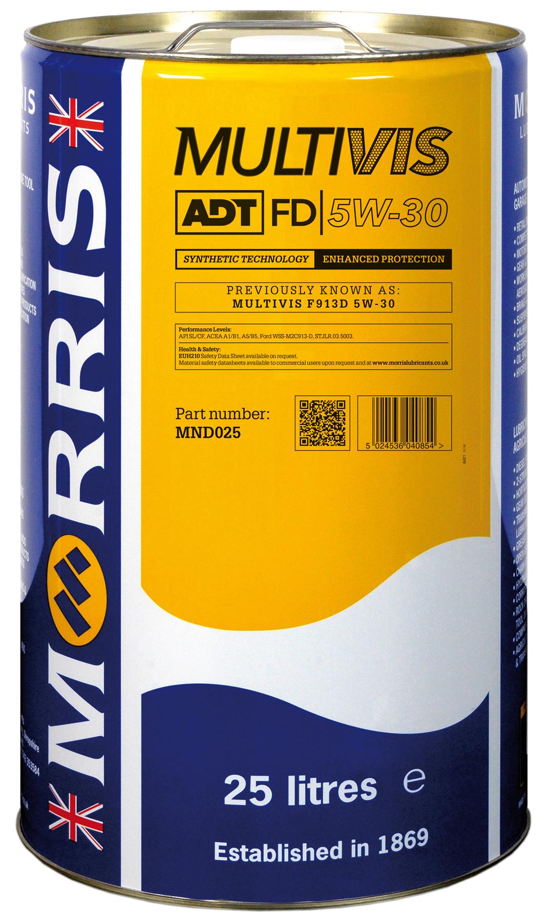 Morris 5w30 Fully Synthetic Engine Oil SL/CF ACEA A5/B5 Ford WSS-M2C913-D