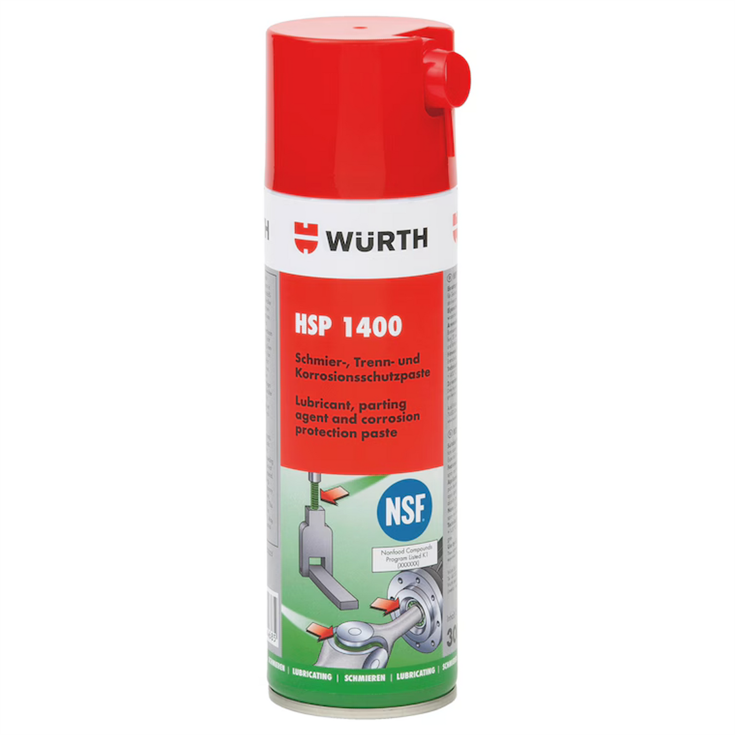 Wurth HSP 1400 High Temperature Anti-Seize Lubricant Paste Grease 300Ml