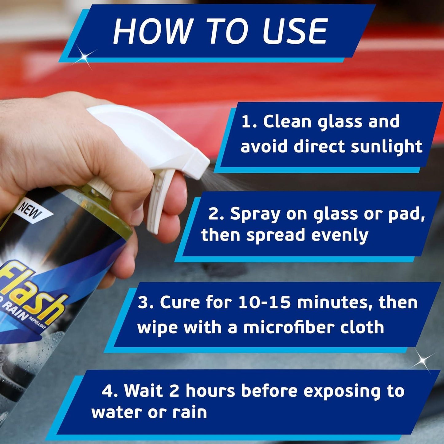 FLASH Rain Repellent Spray Water Repellent Windscreen & Glass Treatment 500ml