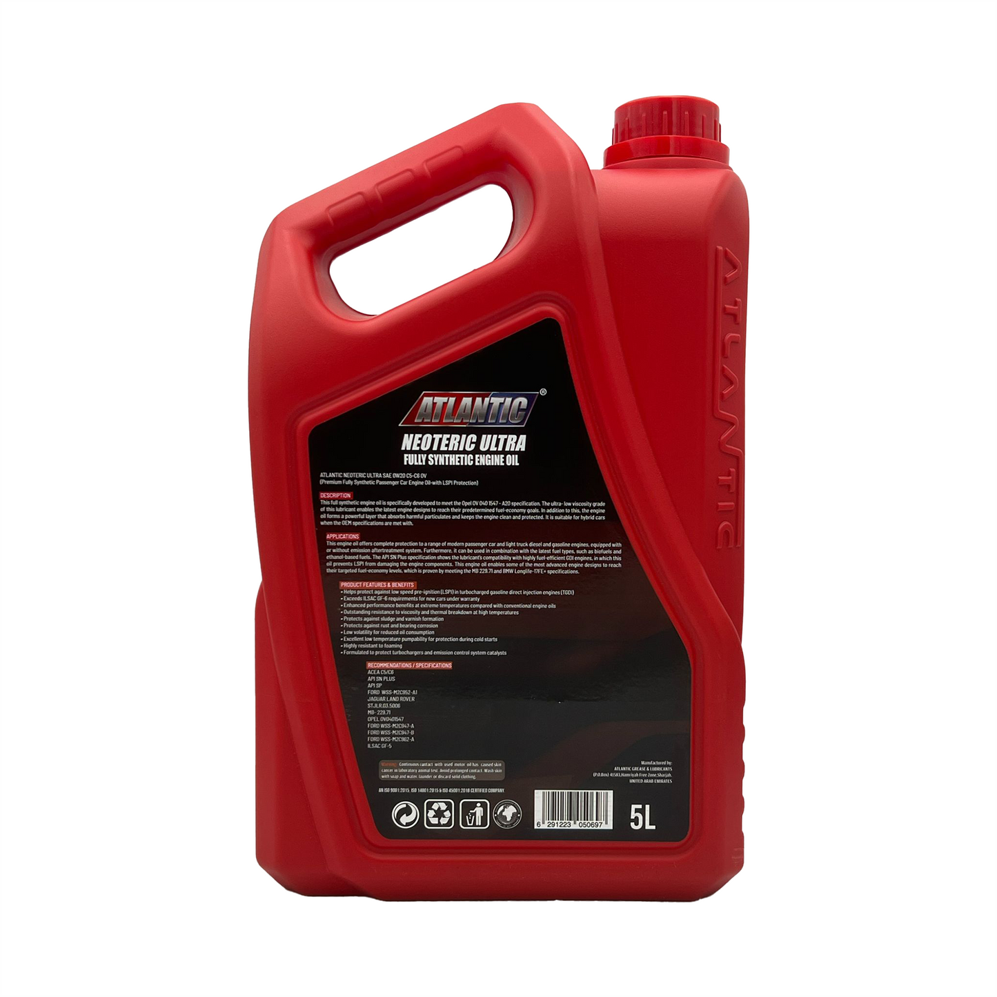 Atlantic 0w20 Fully Synthetic Engine Oil ACEA C5 C6 API SP SN PLUS, SN/RC