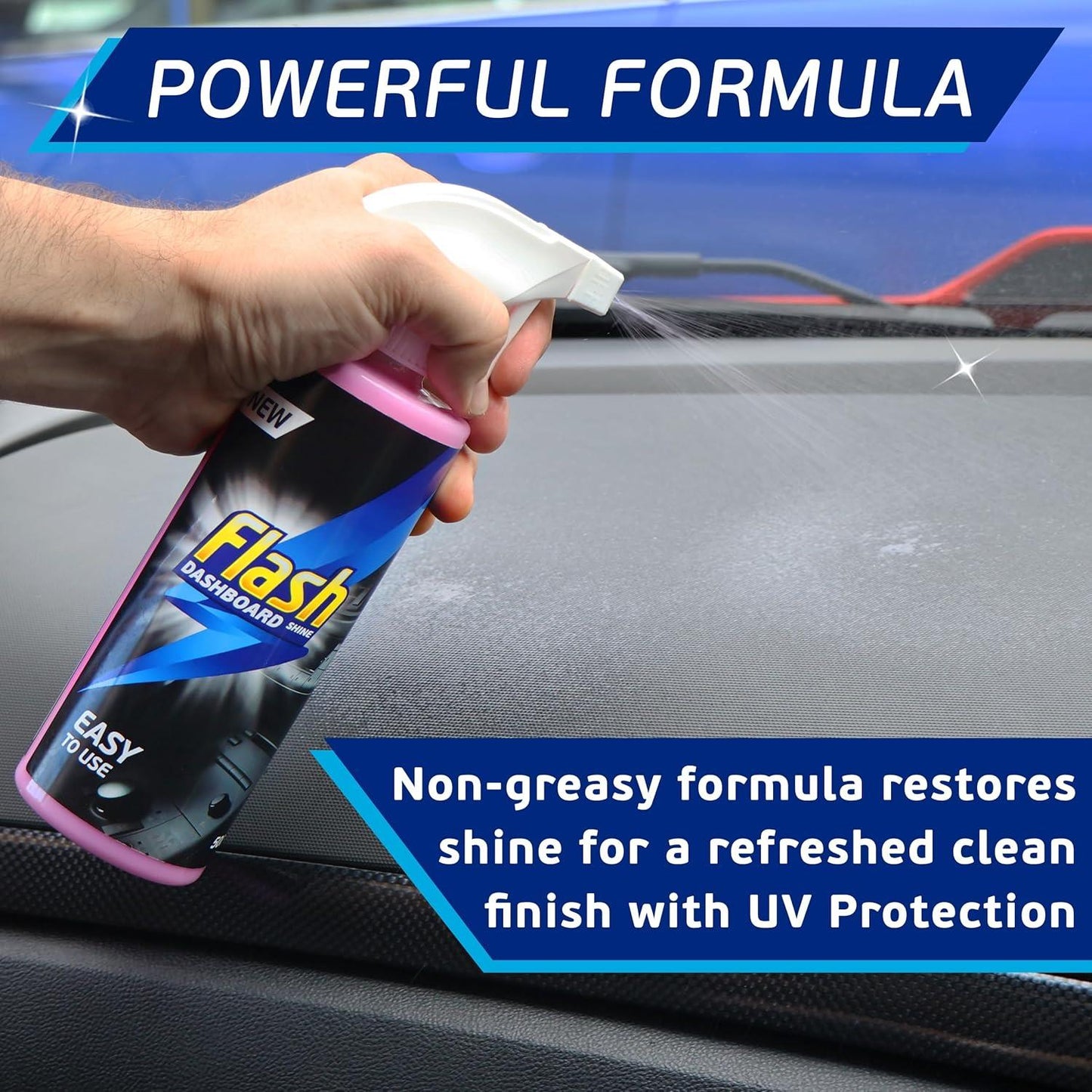 FLASH Car Dashboard & Cockpit Cleaner 500ml Interior Plastic Shine Spray