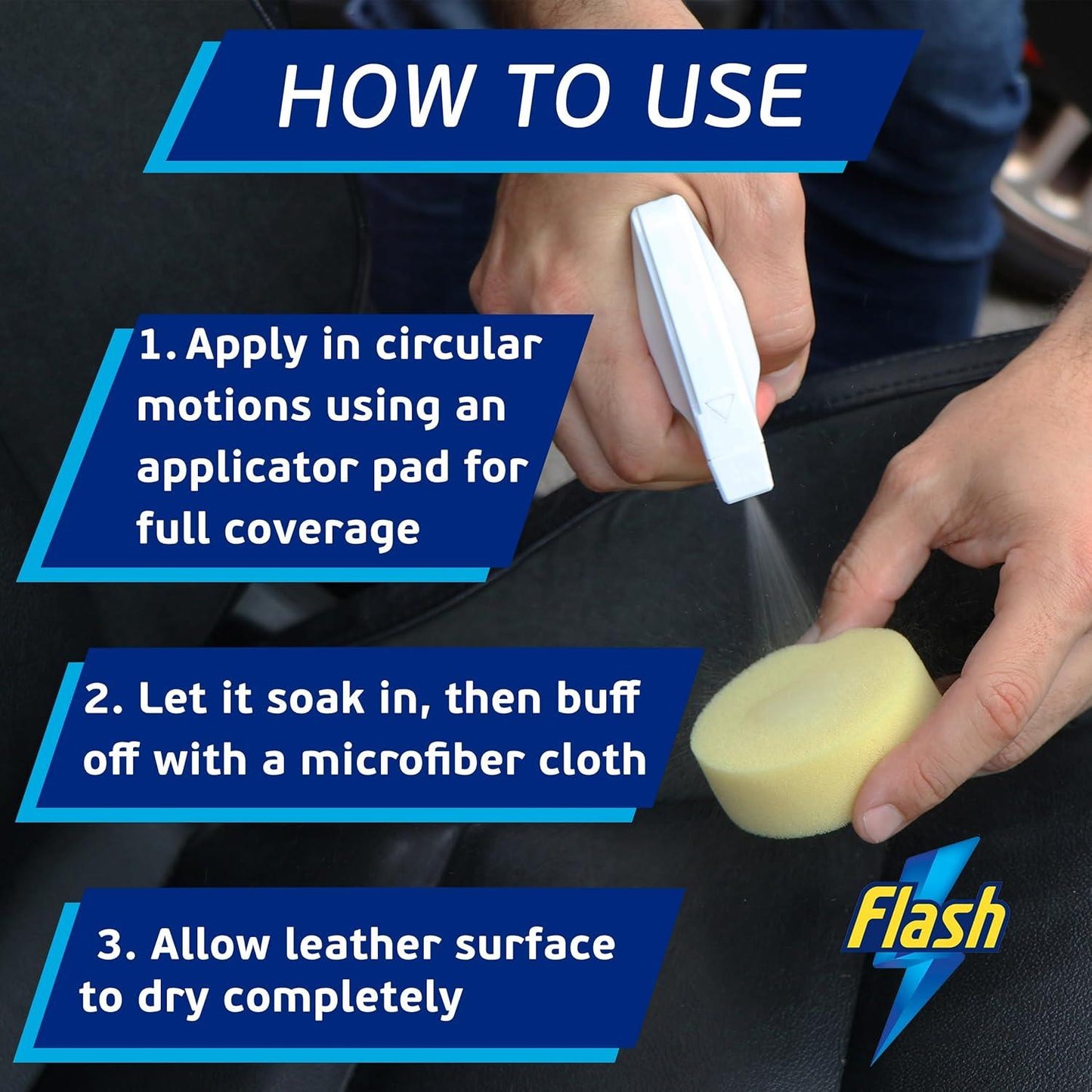 FLASH Leather Protector Spray Clean Restore & Protect Car Interiors 500ml