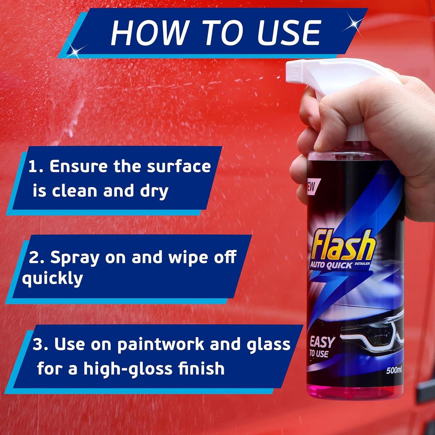 FLASH Quick Detailer Spray Car Cleaner Protects & Restores Paint 500ml