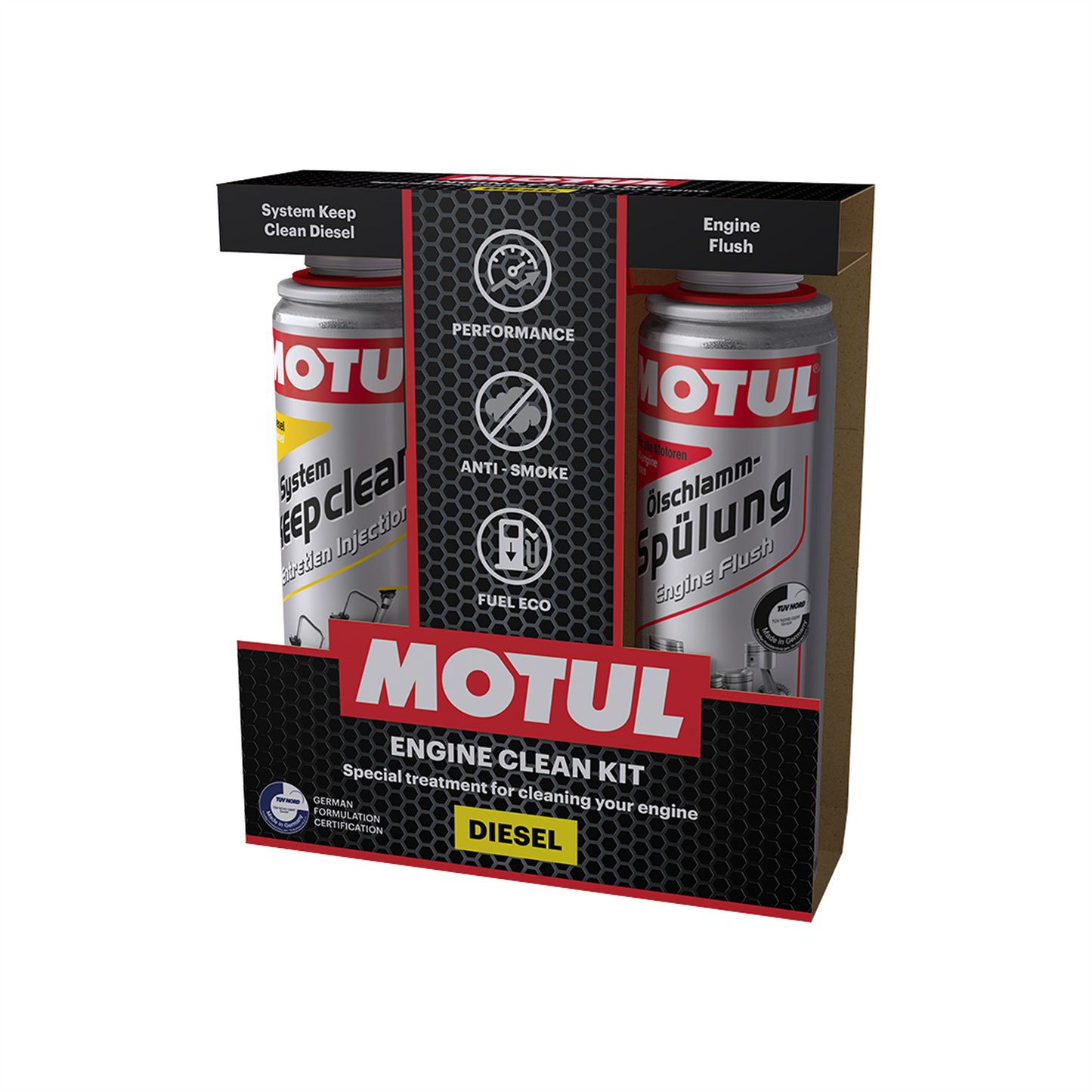 MOTUL Engine Clean Kit Diesel Engine Flush & Fuel System Cleaner Additive 600ml