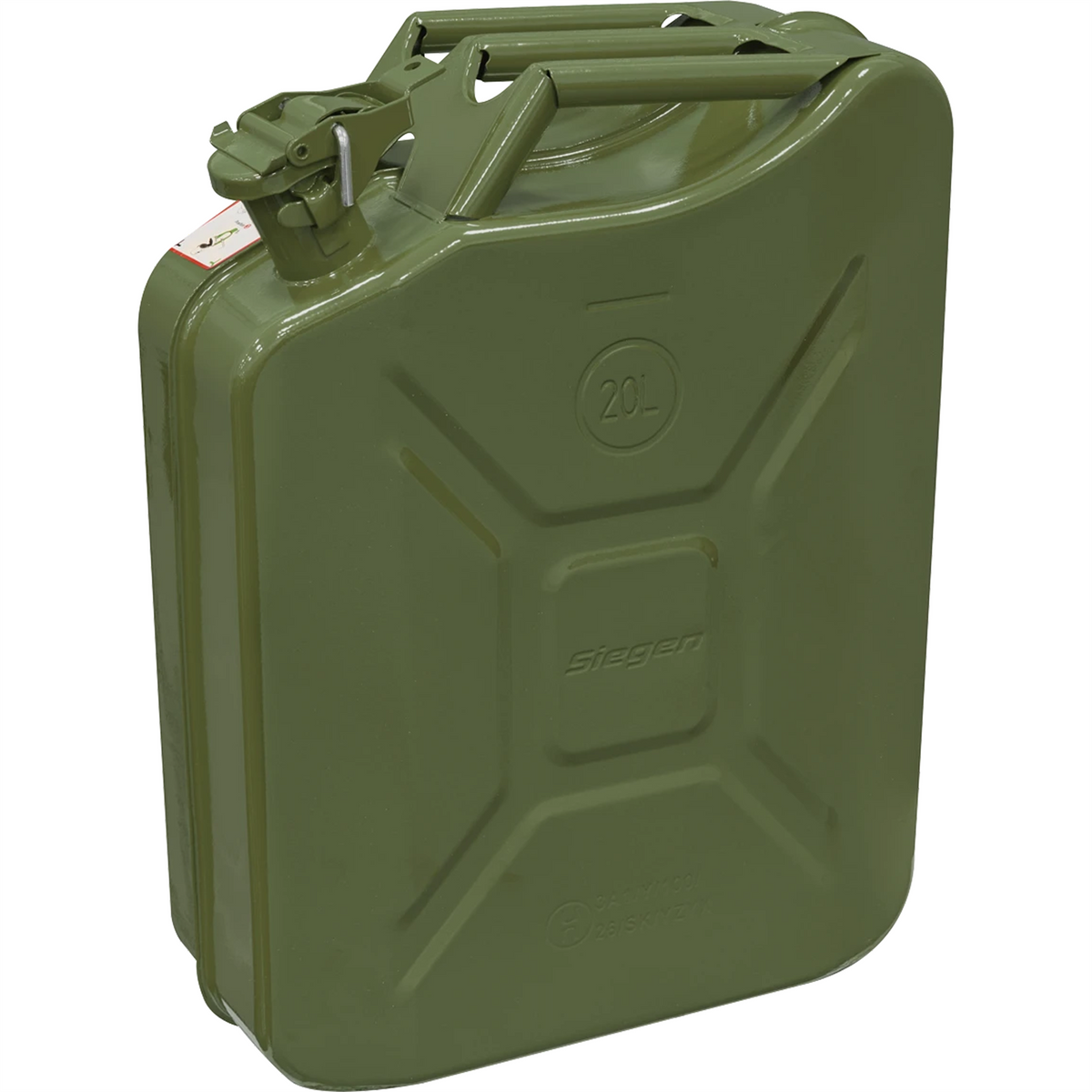 Fuel Jerry Can 20L Green Steel Unleaded Container with Locking Bayonet Closure