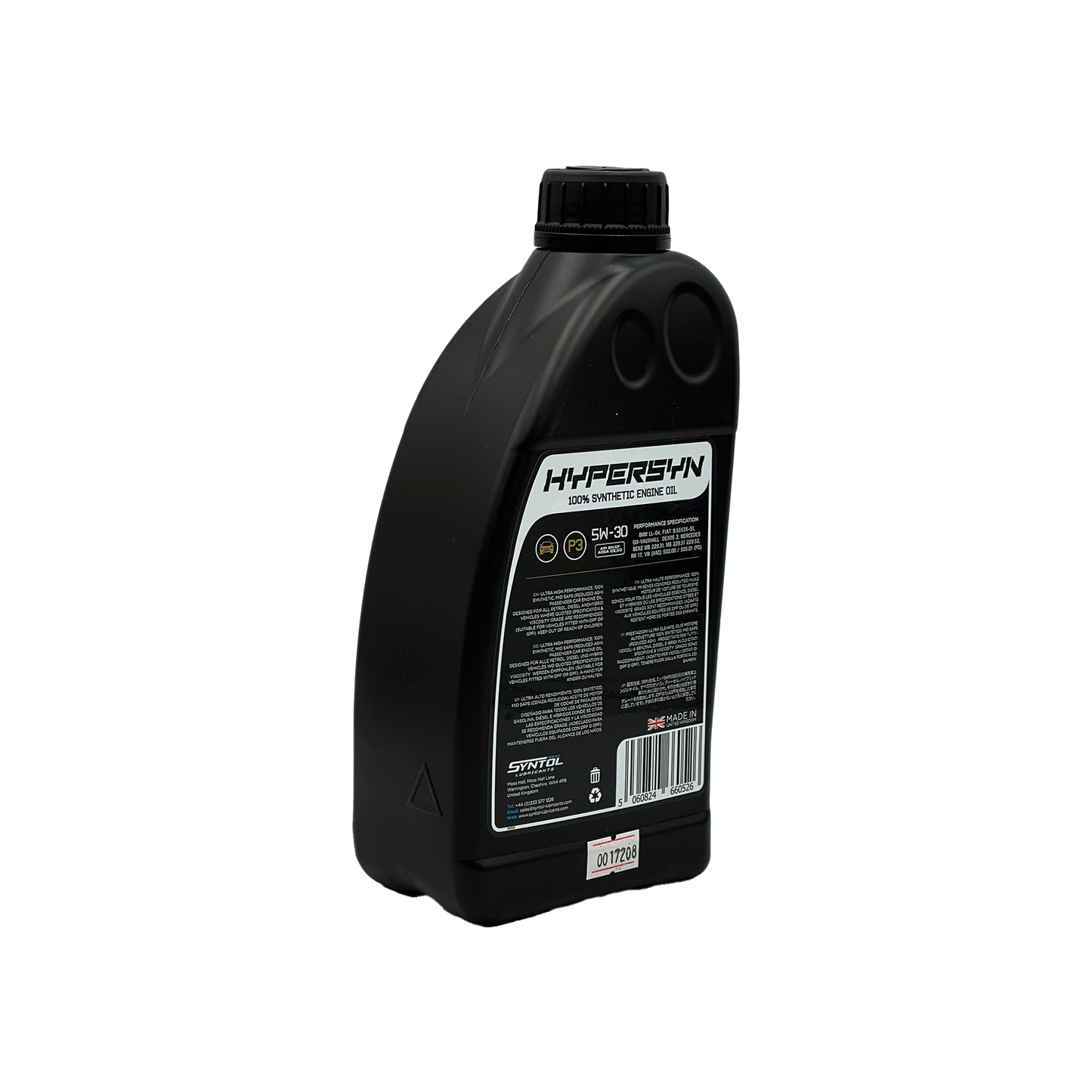 Syntol 5W-30 Fully Synthetic Engine Oil Acea C3 BMW LL-04 Dexos2 SYNTOL HYPER-SYN P3