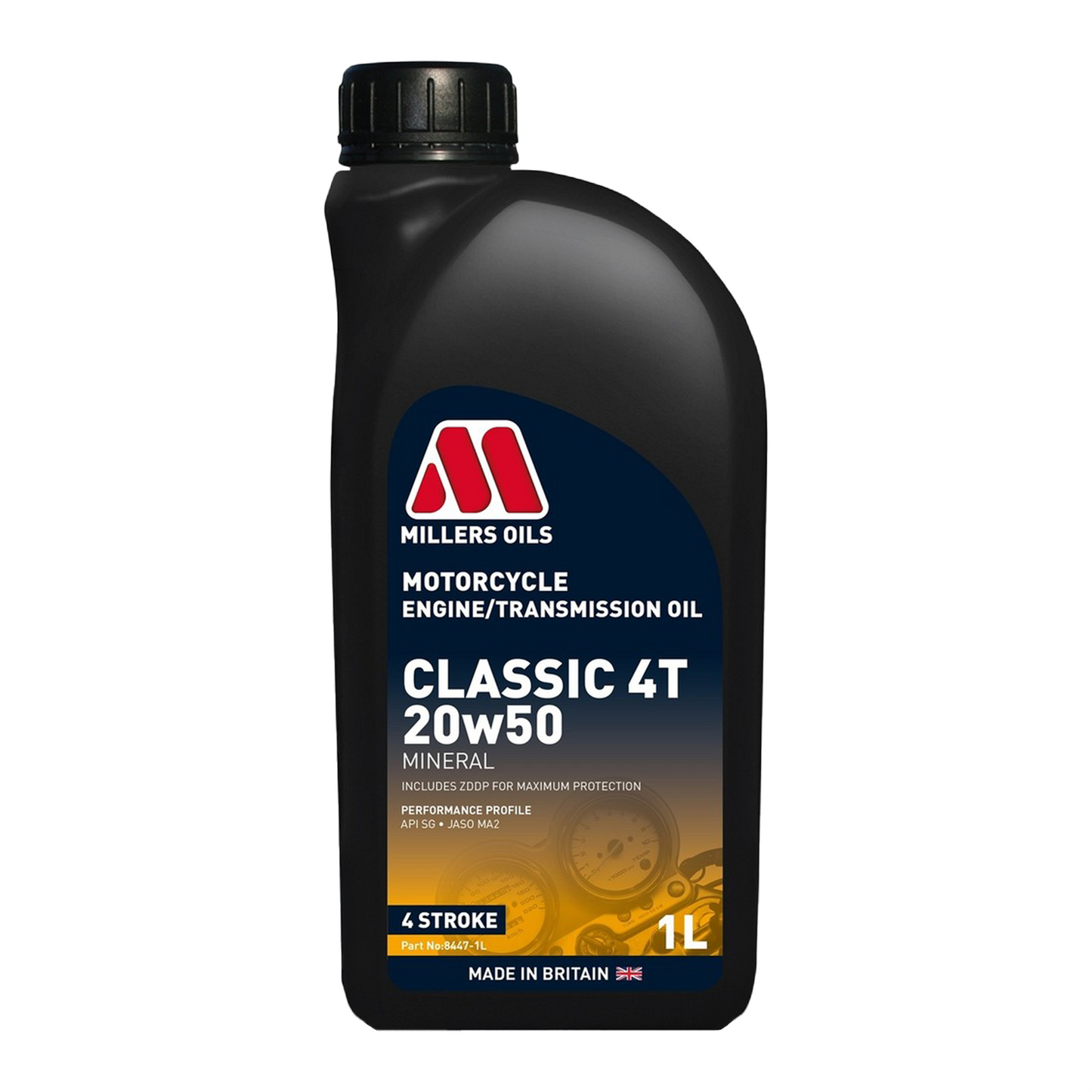 Millers Oils Classic 4T 20w-50 Mineral Motorcycle Engine Oil API SG, SF, SE