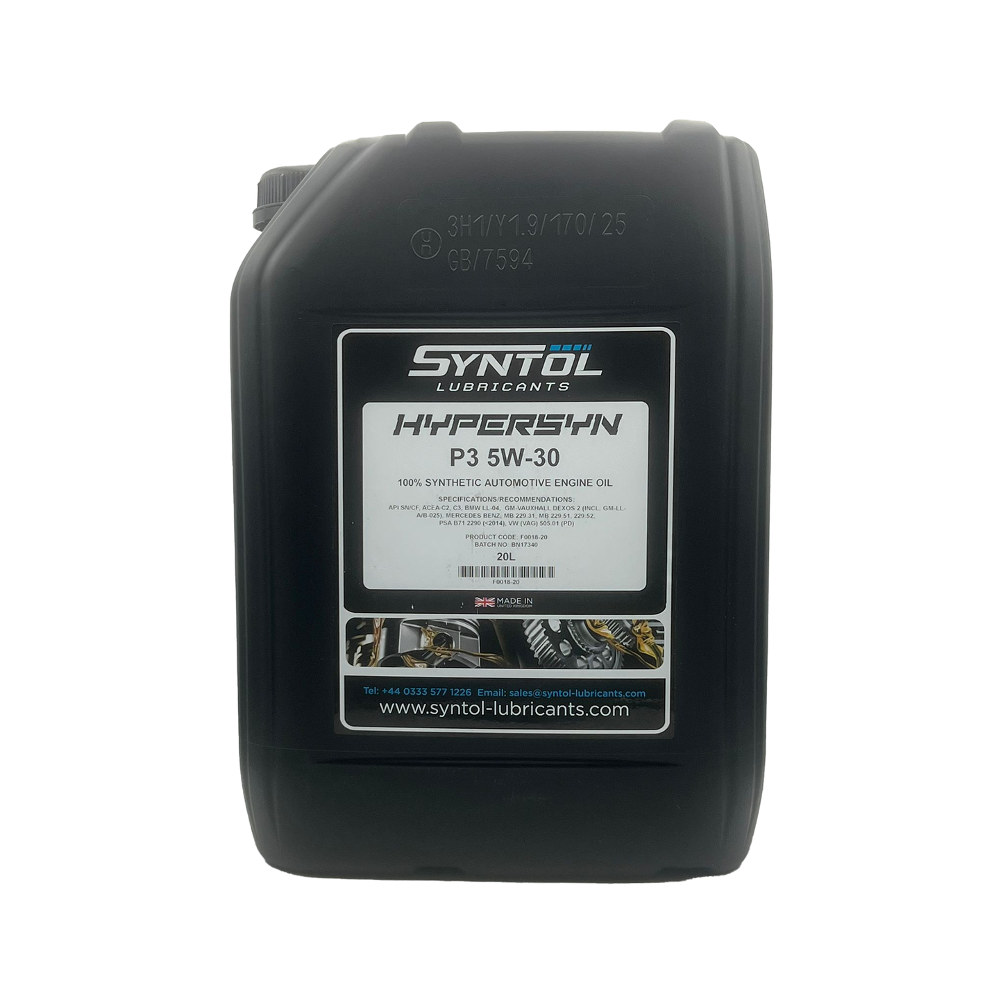 Syntol 5W-30 Fully Synthetic Engine Oil Acea C3 BMW LL-04 Dexos2 SYNTOL HYPER-SYN P3