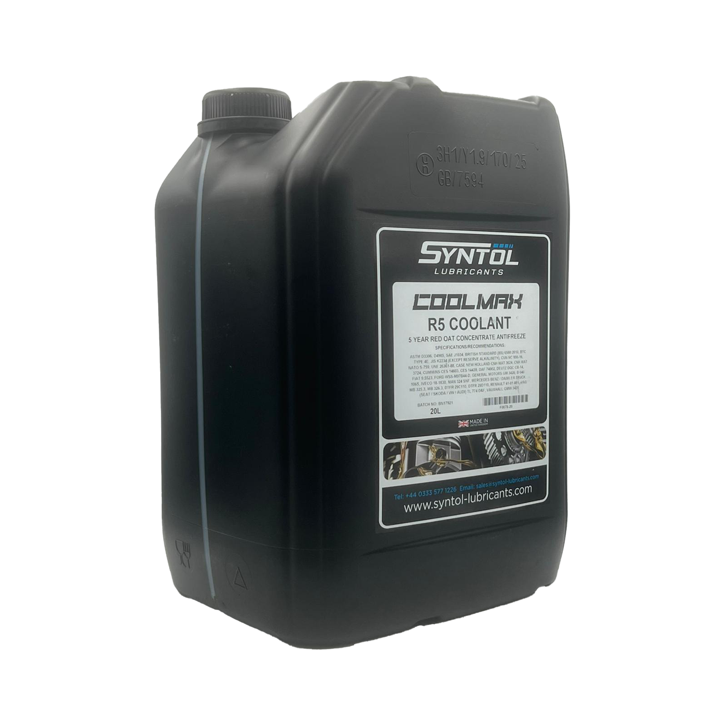 Syntol Coolmax Red 5 Coolant OAT Concentrate Antifreeze J1034 D3306 D4985 20L