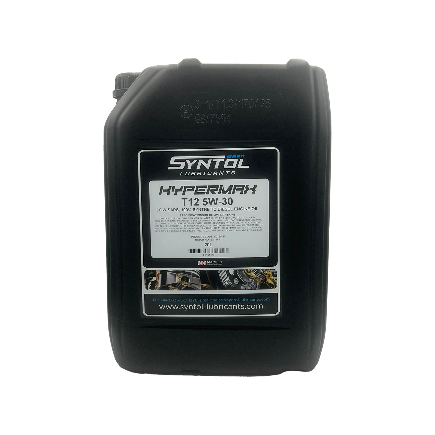 Syntol Hypermax T12 5W-30 Fully Synthetic Heavy Duty Diesel Engine Oil Acea E4 20L